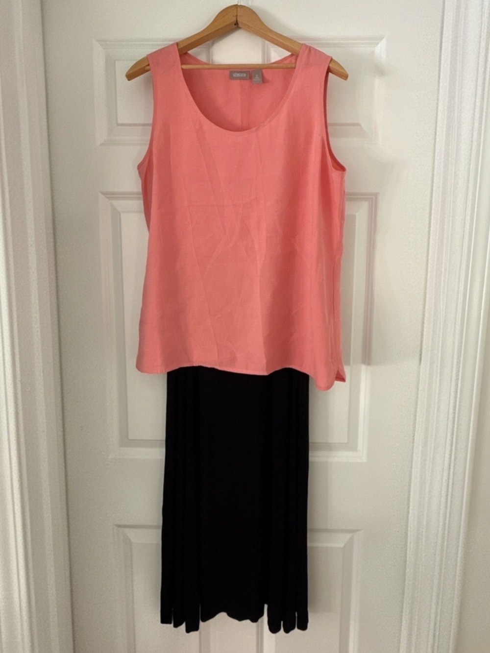 Chico's Traveler’s Black Skirt + Coral Pink Sleeveless Modal Tank Set -2 (M/L)